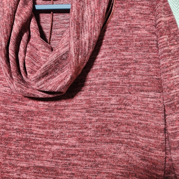 Doublj Plus Size 2X Heathered Rose Color Cowl Neck Midi Dress Stretchy - Picture 8 of 8